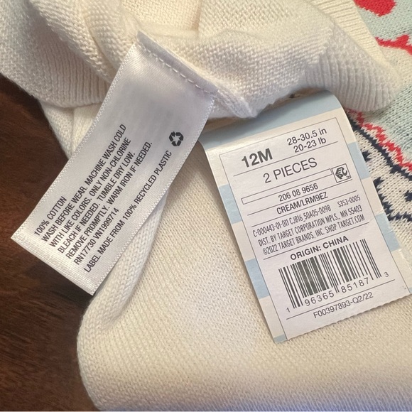 Cat & Jack cream/white set with snowman details - Picture 5 of 6